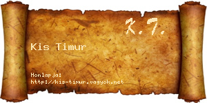 Kis Timur névjegykártya
